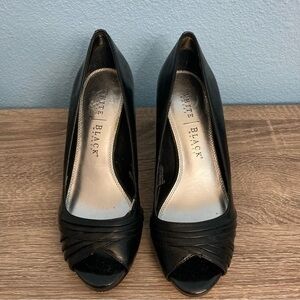White House Black Market Peep Toe Heels - Black - Size 7